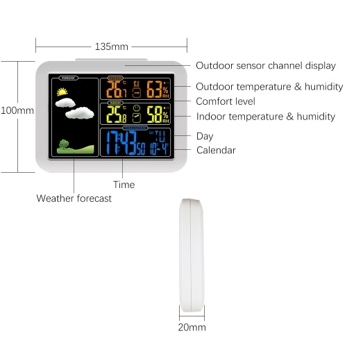 

Digital Alarm Clock Weather Forecast Station Indoor Outdoor Temperature and Humidity Meter with 5min Snooze Function