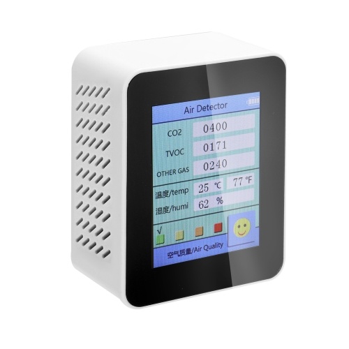 

Household Air Quality Detector CO2 Tester with Carbon Dioxide TVOC Value Electricity Quantity Temperature Humidity Display