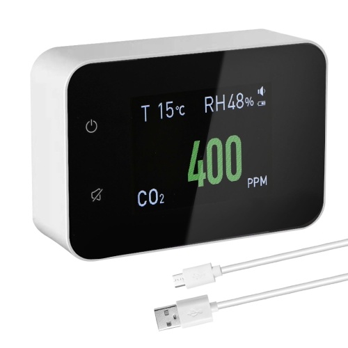 Detector de qualidade do ar doméstico Testador de CO2 multifuncional com valor de dióxido de carbono Eletricidade Quantidade Temperatura Umidade Função de exibição