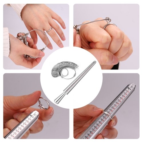 

Metal-Ring Sizer Set Finger-Measuring-Ring with Rings Mandrel Sizer Finger Sizing Measuring Accessory