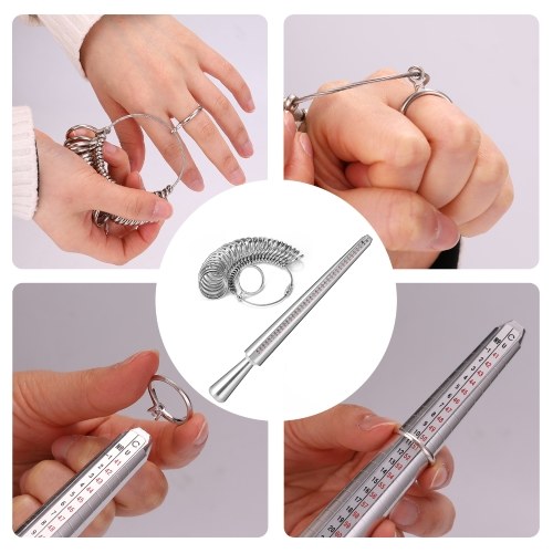 Metal-Ring Sizer Set Finger-Measuring-Ring with Rings Mandrel Sizer Finger Sizing Measuring Accessory