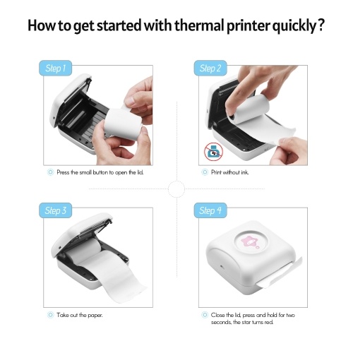

Mini Portable Thermal Printer 300 DPI Desktop Label Printer USB Rechargeable Receipt Printer for Shipping Labels Sticker Phone