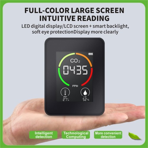 Indoor Portable CO2 Detector Multifunctional Thermohygrometer Home Digital Air Detector Intelligent Air Quality Analyzer Household Air Pollution Monitor 