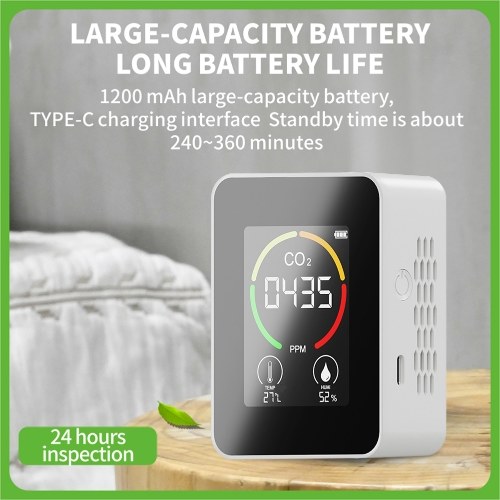 Indoor Portable CO2 Detector Multifunctional Thermohygrometer Home Digital Air Detector Intelligent Air Quality Analyzer Household Air Pollution Monitor 