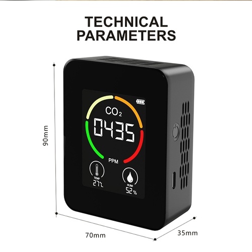 Indoor Portable CO2 Detector Multifunctional Thermohygrometer Home Digital Air Detector Intelligent Air Quality Analyzer Household Air Pollution Monitor 