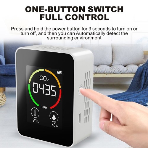 Indoor Portable CO2 Detector Multifunctional Thermohygrometer Home Digital Air Detector Intelligent Air Quality Analyzer Household Air Pollution Monitor 