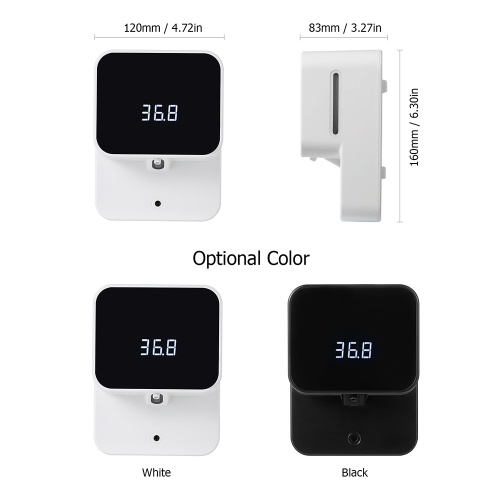 

2 in 1 Wall Mounted Automatic Non-contact Temperature Measuring Soap Dispenser with LED Digital Screen Fever Alarm 430ml