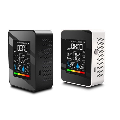 

Household Air Quality Detector Multifunctional CO2 Tester with Carbon Dioxide TVOC HCHO Value Electricity Quantity Temperature Humidity Display Function