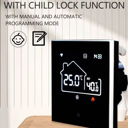 Tuya WiFi Indoor Central Air Conditioning Thermostat Floor Heating All-in-One Temperature Regulator Digital Display Intelligent Thermostat Mobilephone APP Control Compatible with Alexa and Google Assistant for Voice Control 