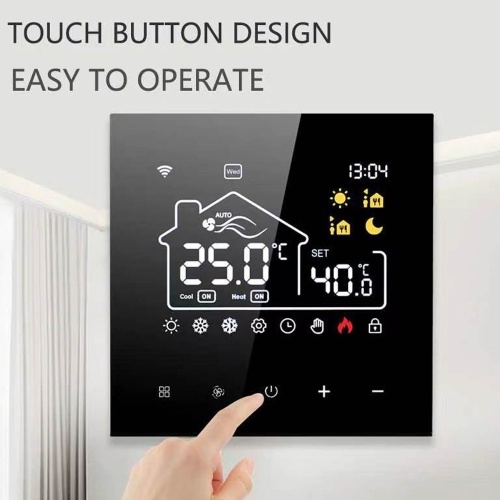 Tuya WiFi Indoor Central Air Conditioning Thermostat Floor Heating All-in-One Temperature Regulator Digital Display Intelligent Thermostat Mobilephone APP Control Compatible with Alexa and Google Assistant for Voice Control 