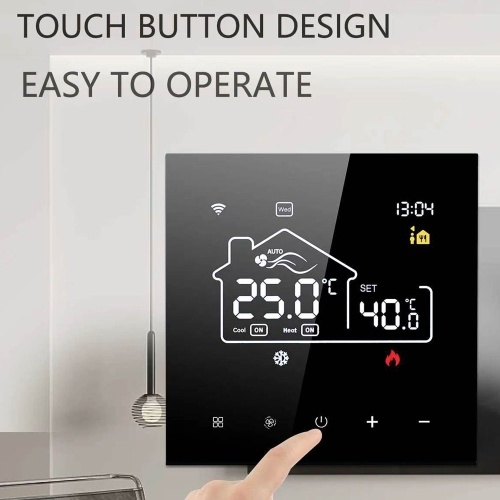 Tuya WiFi Indoor Central Air Conditioning Thermostat Floor Heating All-in-One Temperature Regulator Digital Display Intelligent Thermostat Mobilephone APP Control Compatible with Alexa and Google Assistant for Voice Control 