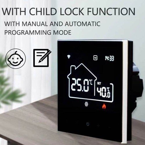 Tuya WiFi Indoor Central Air Conditioning Thermostat Floor Heating All-in-One Temperature Regulator Digital Display Intelligent Thermostat Mobilephone APP Control Compatible with Alexa and Google Assistant for Voice Control 