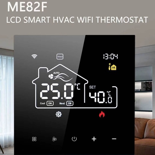 Tuya WiFi Indoor Central Air Conditioning Thermostat Floor Heating All-in-One Temperature Regulator Digital Display Intelligent Thermostat Mobilephone APP Control Compatible with Alexa and Google Assistant for Voice Control 