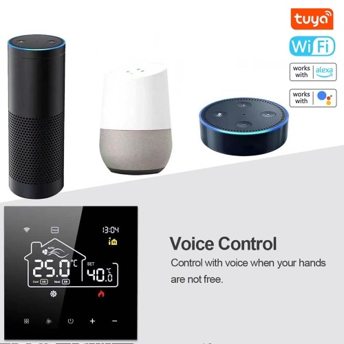 Tuya WiFi Indoor Central Air Conditioning Thermostat Floor Heating All-in-One Temperature Regulator Digital Display Intelligent Thermostat Mobilephone APP Control Compatible with Alexa and Google Assistant for Voice Control 