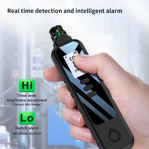 Portable Electrochemical Sensor CO Tester 1.1inch LCD Screen Carbon Monoxide Detector with Sound Lihgt Alarm and Low Battery Reminder Function 
