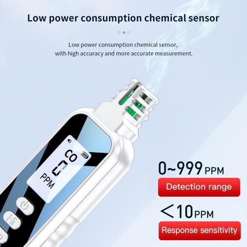 Portable Electrochemical Sensor CO Tester 1.1inch LCD Screen Carbon Monoxide Detector with Sound Lihgt Alarm and Low Battery Reminder Function 