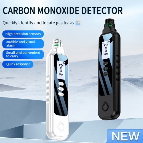 Portable Electrochemical Sensor CO Tester 1.1inch LCD Screen Carbon Monoxide Detector with Sound Lihgt Alarm and Low Battery Reminder Function 