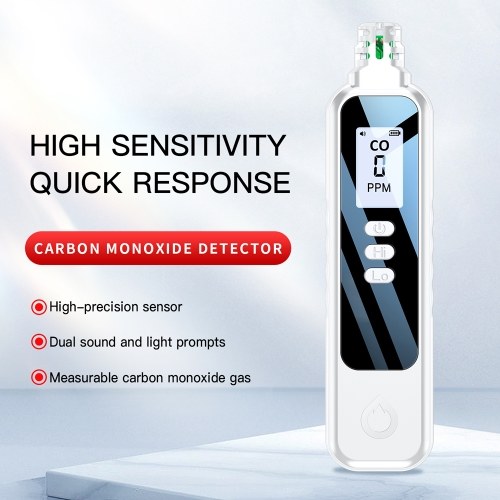 Portable Electrochemical Sensor CO Tester 1.1inch LCD Screen Carbon Monoxide Detector with Sound Lihgt Alarm and Low Battery Reminder Function 