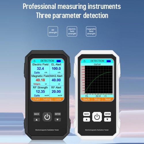3in1 Multifuncional Campo Elétrico Campo Magnético Detector de Radiação RF Handheld Eletromagnético Radiação Tester Medidor EMF Portátil Radiofrequência Detectar Medidor