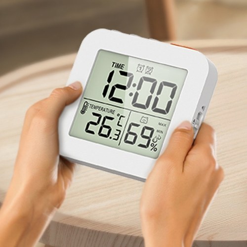 

LCD Digital Display Hygrothermograph Humidity Meter Temprature Meter Multifunctional Clock Timer Recyclable Timing Two Sets of Alarms Clock