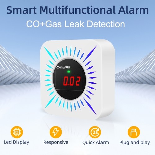 Tuya WiFi CO Combustible Gases Leak Detector Portable Carbon Monoxide Gases Leakage Tester Multifunctional Gases Concentration Tester 