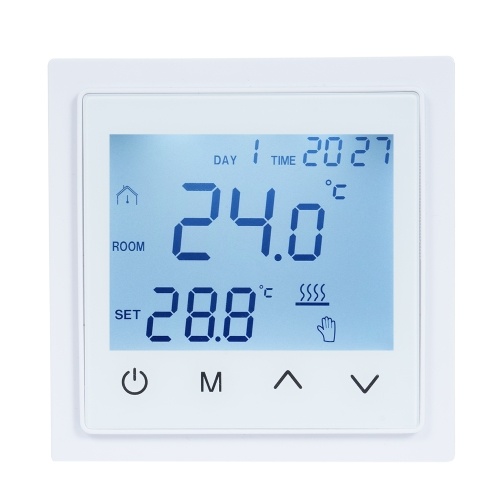 Intelligent Digital Display Thermostat 16A Floor Heating Temperature Controller with LED Touch Screen NTC Temperature Sensor Temperature Switching 85-265V Electric Heating Control 