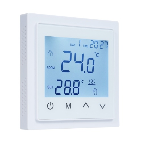 Intelligent Digital Display Thermostat 16A Floor Heating Temperature Controller with LED Touch Screen NTC Temperature Sensor Temperature Switching 85-265V Electric Heating Control 