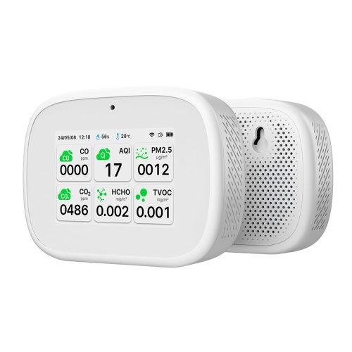 

Wi-Fi 11-в-1 Монитор качества воздуха Монитор влажности в помещении AQI/CO/CO₂/TVOC/HCHO/PM2.5/PM1.0/PM10/Тестер температуры/влажности/времени Настольный тестер качества воздуха Измерители качества воздуха для домашнего офиса, отеля, ресторана Школа