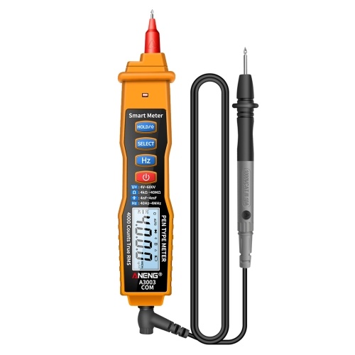 ANENG Digital Pen Multimeter NCV AC/DC Voltmeter Ohmmeter Resistance Capacitance Frequanecy Live Line Test Handheld 4000 Counts LCD Backlight Tester with Data Hold and Flashlight 