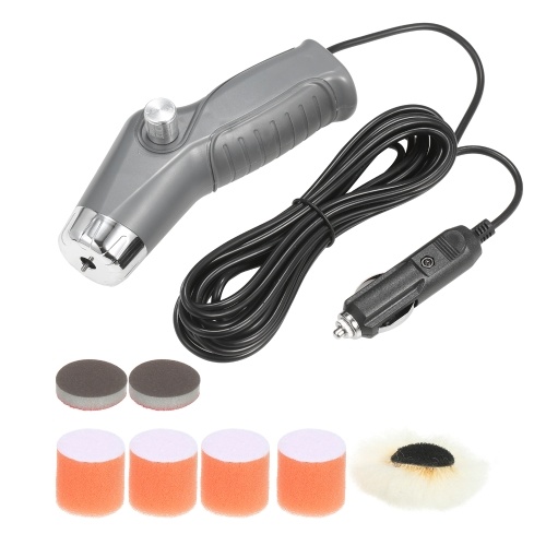KKmoon 60W Mini Polishing Machine with Cigarette Lighter 8500RPM Variable Speed Car Polisher Electric Polisher Cleaning Polishing Waxing Machine Automobile Surface Scratch Repair Tool Scratch Remover Grey