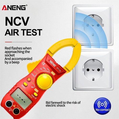 ANENG ST170 Smart Clamp Meter 1999 Counts Auto-ranging Digital Multimeter LCD Screen AC DC Voltage AC Current Tester LED Flashlight NCV Induction Voltage Meter Resistance Capacitance Diode Testing 