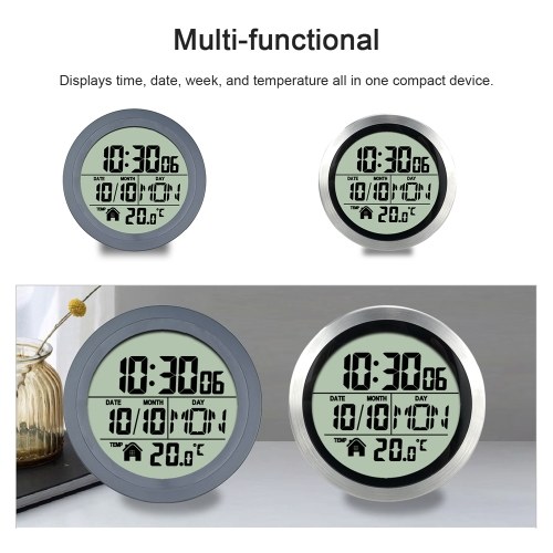 No Punching Suction Cup Clock Home Clock Waterproof Bathroom Washroom Clock Kitchen Clock LCD Digital Display Clock Temperature Detector 