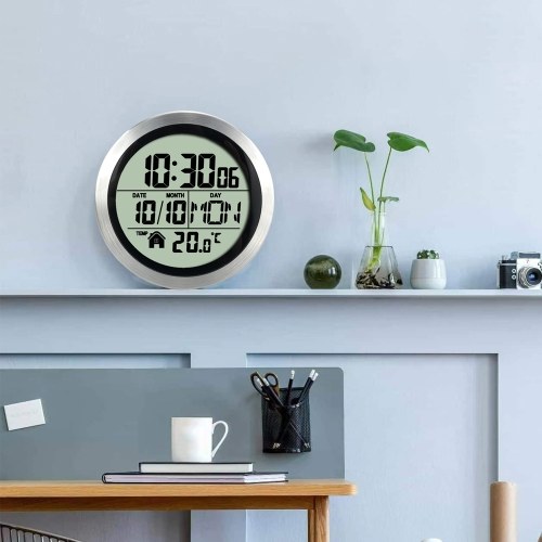No Punching Suction Cup Clock Home Clock Waterproof Bathroom Washroom Clock Kitchen Clock LCD Digital Display Clock Temperature Detector 