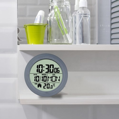 No Punching Suction Cup Clock Home Clock Waterproof Bathroom Washroom Clock Kitchen Clock LCD Digital Display Clock Temperature Detector 