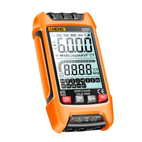 ANENG SZ01 Smart Digital Multimeter 6000 Counts Auto Range True RMS NCV Universal Meter Handheld Multifunctional Tester Voltmeter Ammeter with Backlight Flashlight AC/DC Voltage & Current Resistance Frequency Measurement 