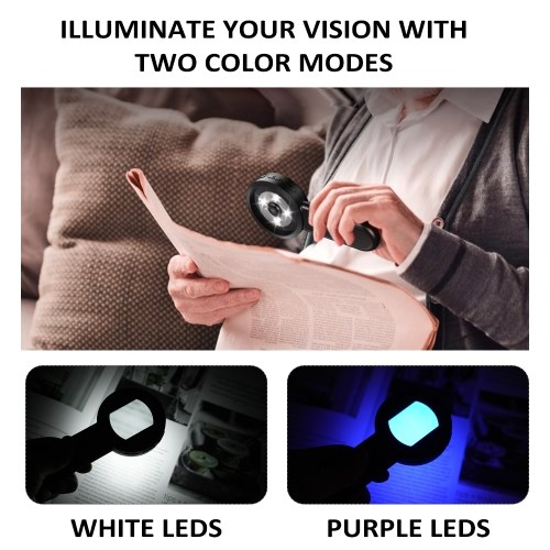 Digital Magnifier with 2.0inch IPS Screen 100X Magnifying Glass with Light Magnifier for Reading White and Purple Lights Windows Compatible 