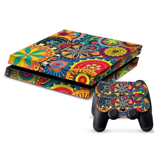 Elegante copri sticker in pelle con decalcomania per PS4 Playstation e 2 controller in stile 1