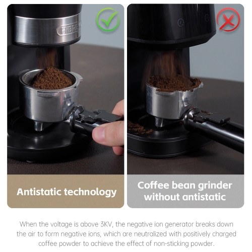 HiBREW G3 Electric Coffee Grinder, 34-Gear Scale, 210g Bean Container, 100g Powder Tank, 48mm Conical Burr, Anti-Static Function, Manual/Auto Mode,Black 