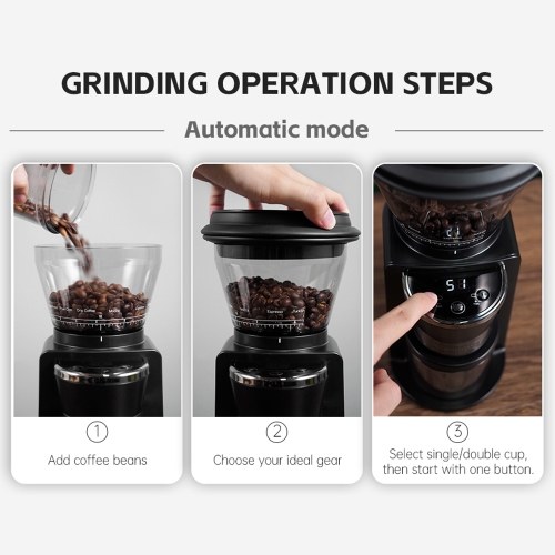 HiBREW G3 Electric Coffee Grinder, 34-Gear Scale, 210g Bean Container, 100g Powder Tank, 48mm Conical Burr, Anti-Static Function, Manual/Auto Mode,Black 