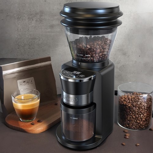 HiBREW G3 Electric Coffee Grinder, 34-Gear Scale, 210g Bean Container, 100g Powder Tank, 48mm Conical Burr, Anti-Static Function, Manual/Auto Mode,Black 