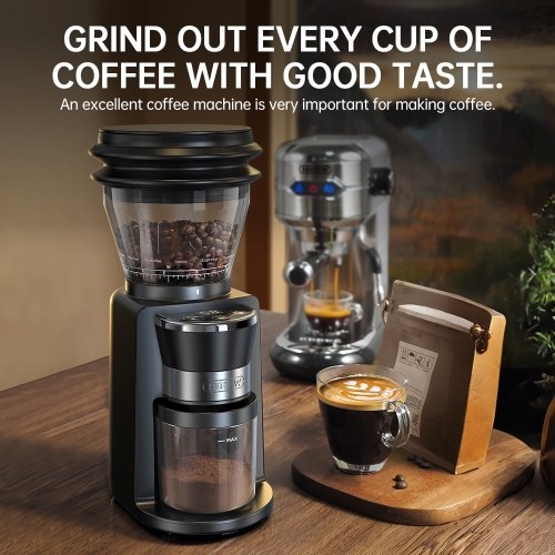 HiBREW G3 Electric Coffee Grinder, 34-Gear Scale, 210g Bean Container, 100g Powder Tank, 48mm Conical Burr, Anti-Static Function, Manual/Auto Mode,Black 