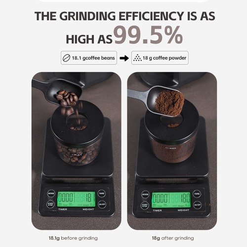 HiBREW G3 Electric Coffee Grinder, 34-Gear Scale, 210g Bean Container, 100g Powder Tank, 48mm Conical Burr, Anti-Static Function, Manual/Auto Mode,Black 
