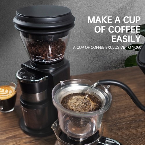 HiBREW G3 Electric Coffee Grinder, 34-Gear Scale, 210g Bean Container, 100g Powder Tank, 48mm Conical Burr, Anti-Static Function, Manual/Auto Mode,Black 