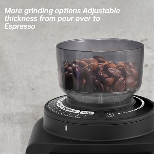 HiBREW G3A Coffee Grinder, 40mm Conical Burr, Air Blower, 31-gear Scale, Memory & Antistatic Function, Manual & Automatic, Visual Bean Storage,Black 
