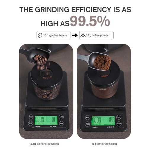 HiBREW G3A Coffee Grinder, 40mm Conical Burr, Air Blower, 31-gear Scale, Memory & Antistatic Function, Manual & Automatic, Visual Bean Storage,Black 