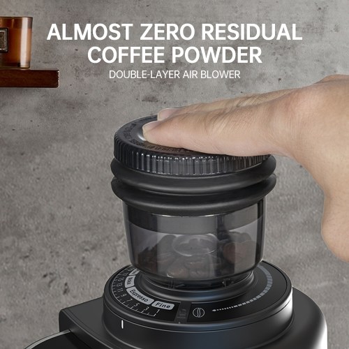 HiBREW G3A Coffee Grinder, 40mm Conical Burr, Air Blower, 31-gear Scale, Memory & Antistatic Function, Manual & Automatic, Visual Bean Storage,Black 