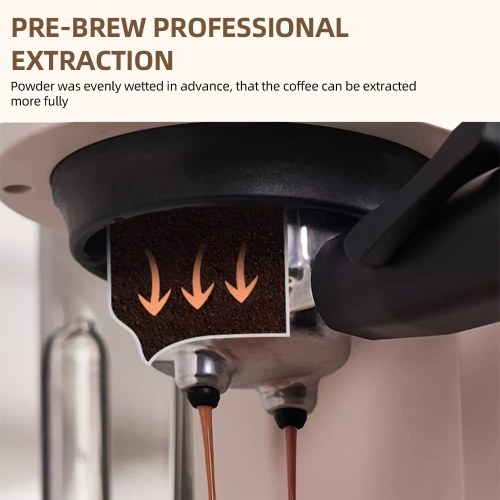 

Кофемашина для эспрессо HiBREW H14A, высокое давление 20 бар, 15-ступенчатая кофемолка, функция предварительного заваривания, контроль температуры NTC, регулировка объема чашки - бежевый