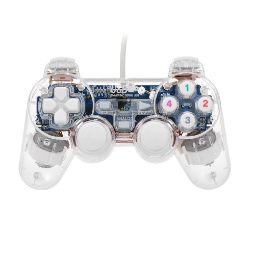 

Прозрачный проводной игровой джойстик USB-видеоигры Контроллер ПК-геймпад Joypad со светодиодной подсветкой