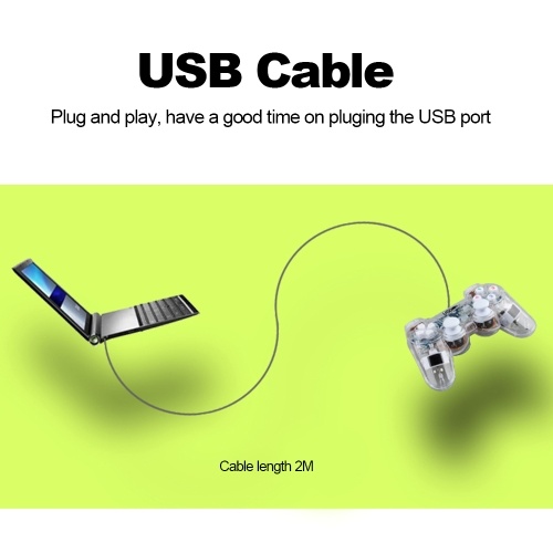

Transparent Wired Game Joystick USB Video Game Controller PC Gamepad Joypad with LED Flashing Light