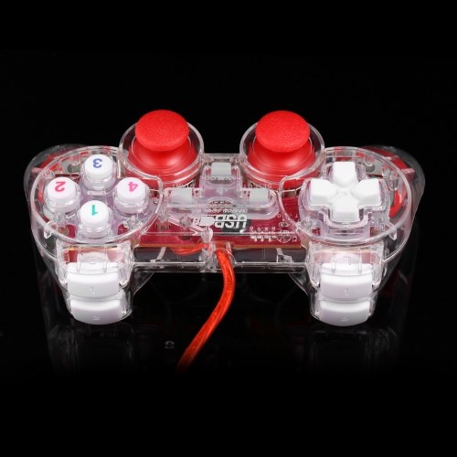 

Прозрачный проводной игровой джойстик USB-видеоигры Контроллер ПК-геймпад Joypad со светодиодной подсветкой